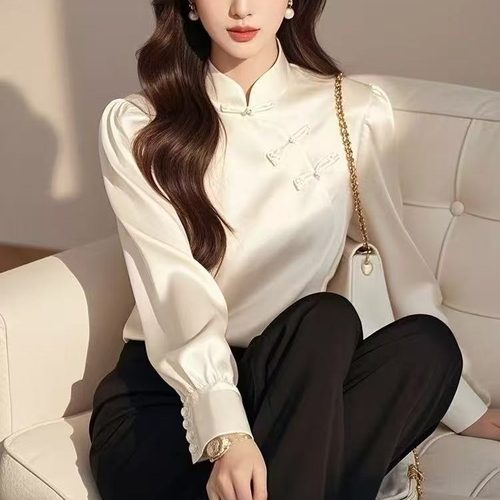 有货 2026春秋季新款女新中式国风独特别致宽松上衣白色长袖衬衫