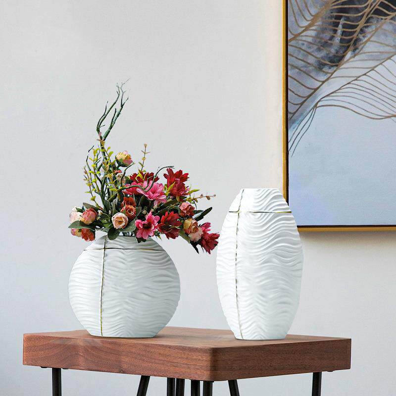 简约创意陶瓷花代瓶现极风DQM简白家居装饰玄关客厅插鲜花干花器