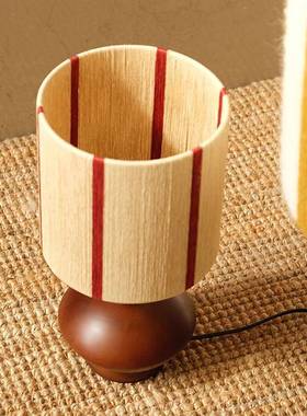 法C意ASA工中古实木台灯创手编织式59246复古浪漫氛围感卧室床头