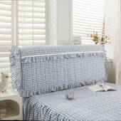 新款 罩全BIJ棉色织水洗棉格子床头家用床品柔软舒防尘花边小适清
