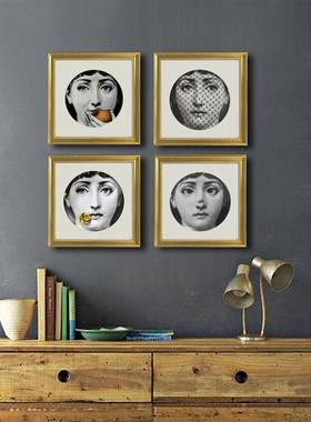 欧式复古人物头像挂画客餐厅正方形组合装饰画厅室卧走廊小GUX众