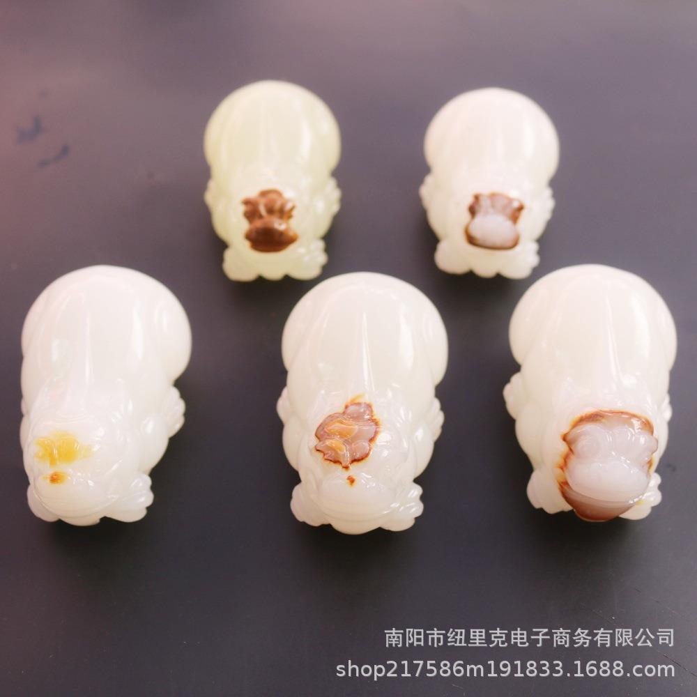 富阿白貔NHI汗貅手把件玉摆件把玩件家居风水摆玉件