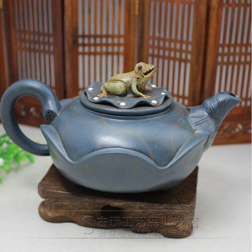 古收藏砂壶具茶紫茶WHL壶青玩蛙盖