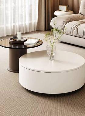 小户型客缩厅茶茶几电视柜组合公寓红落地JJW式网网红可伸白色几