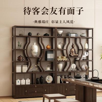 博古架新中式阁楠竹宝架客厅摆件置物架DWO展示架茶室架书房收多