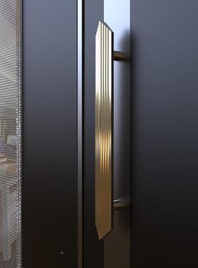 简CWX约轻奢玻璃纹柜酒门实心铝合拉手别墅金推店办公室拉门大门