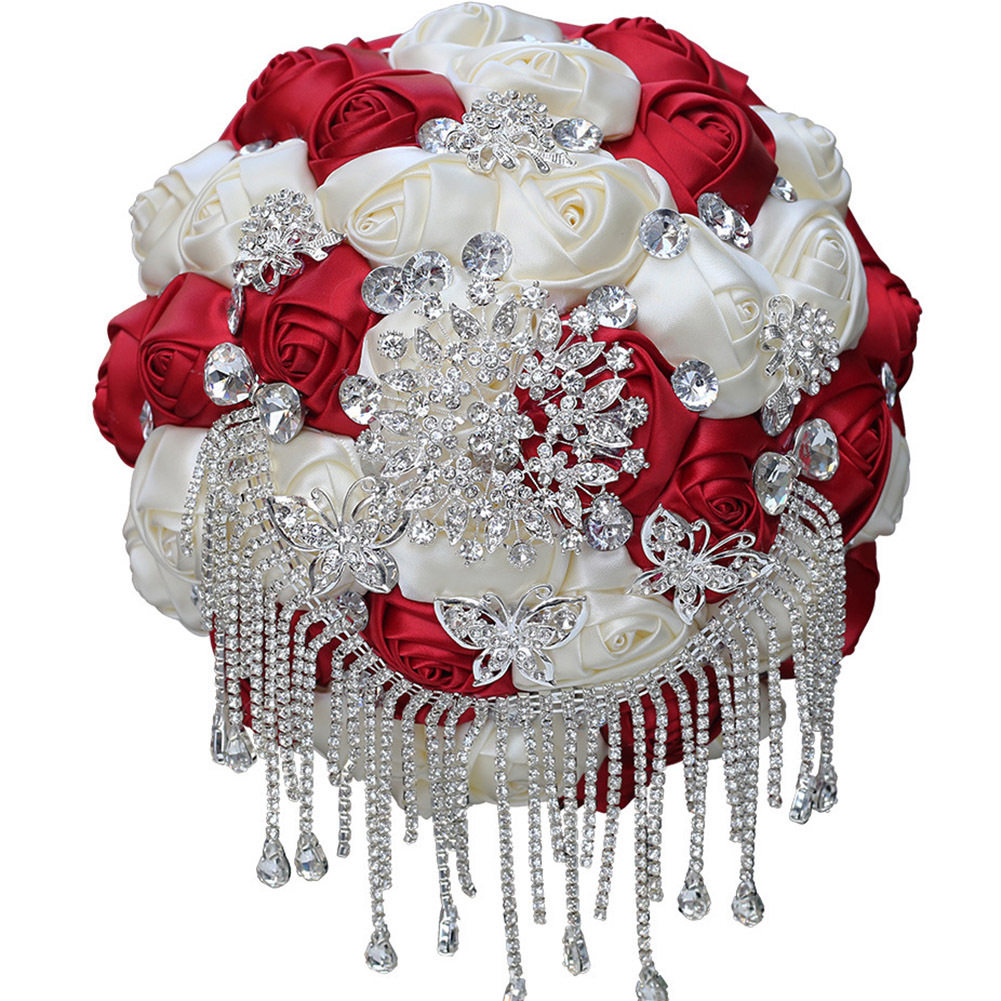 15cm 18cm 21cm 24cm现货缎带水钻手捧花新娘婚礼手捧花W703
