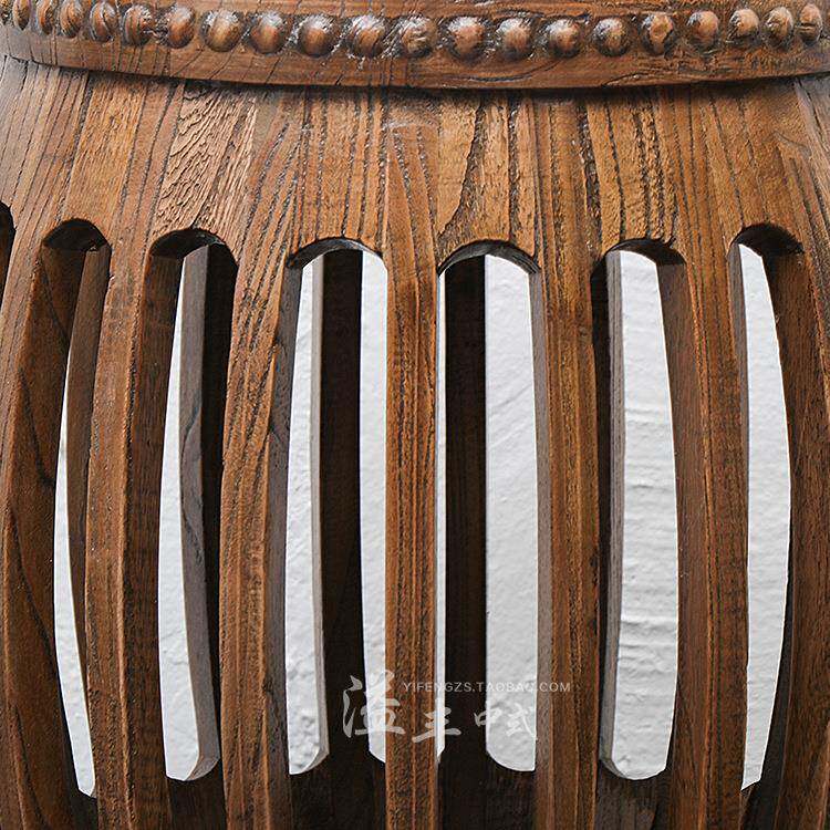 新做中仿古老榆木鼓凳M757全实木圆凳旧鼓凳墩绣墩坐式凳古筝矮凳