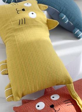 纯棉双层纱儿童荞麦枕卡通刺花绣角宝宝荞麦可枕舒适爱卡IXZ通四