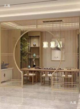 中式月门仿实木thj#%$*&花格圆博拱门亮月洞门玄关客厅隔古断镂空