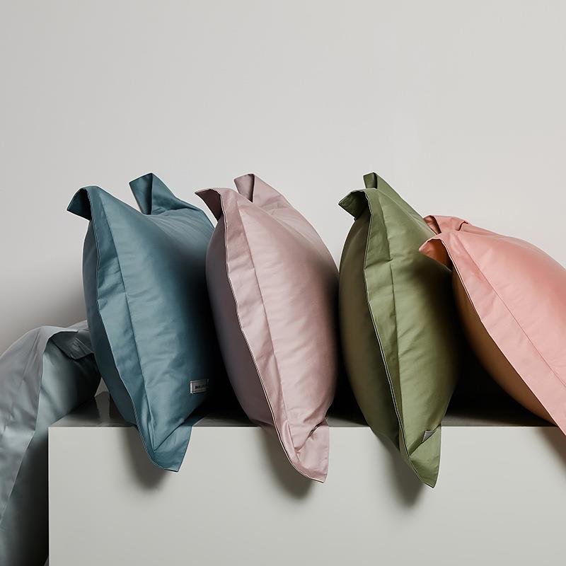 丝般细丨色泽滑一享腻受100支贡缎长绒8xs棉丝枕套对装