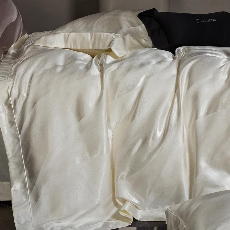 高端轻奢四件套00YC96s纯丝滑全棉提花长棉1床单被套简绒约棉床上