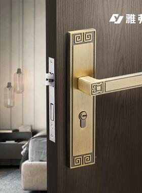 卧室房门锁新式室A684-211中内古铜吸面板把手锌合金执手锁磁木门