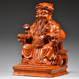 花梨木雕刻土地实公摆XCYZ0129头件木根雕福德神创意家居正客厅装