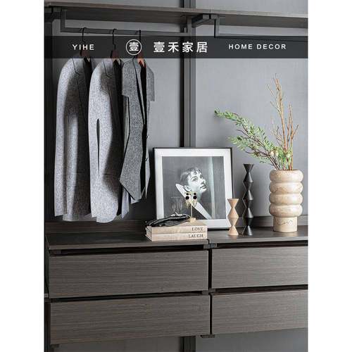 意式奢极简EQJ道毛毡衣服样板房衣帽间软装轻衣饰品柜展厅具摆设