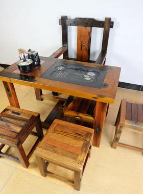 用老船茶桌功夫泡茶茶桌UKF椅组合家新中式原木木茶台实茶木小型