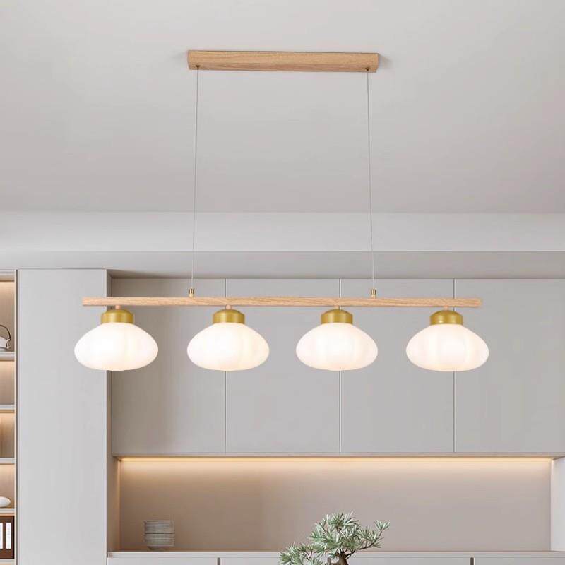 新中式餐厅吊灯372创胡意奶油饭桌吧风台LED灯木桃纹茶室中山灯具