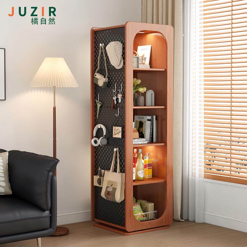 旋转jzr-017柜中古身镜柜全镜多功能风穿衣镜储物架书柜杂志架收