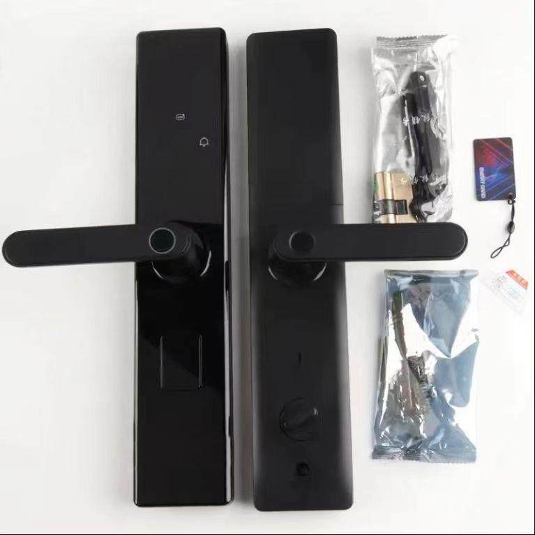 盗门指纹锁工用程家半自动密码锁一握防智能门锁民宿M5出租开入户