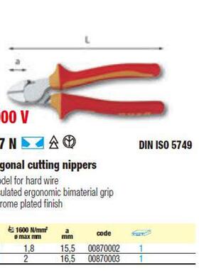 [含税]1US斜AG乌沙克咀钳1000VRAG87N/1400/60