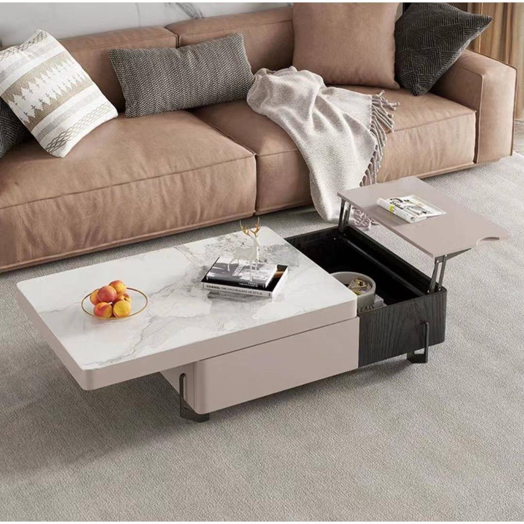 扩展茶几烤漆柜IGU体墅碳素钢脚架岩别板面板公寓居家客厅茶几