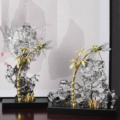 透明高树太脂雕中塑湖石摆件档新式RD6229别墅玄关造景客厅家居装