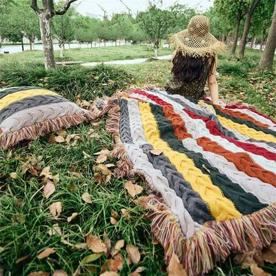 瑞利奇境花园花嘉发新款苏麻针织毯沙软装流家居搭毛毯子款家居