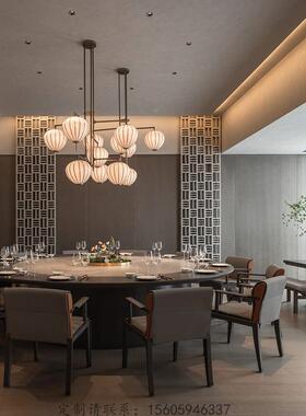 5V酒店圆桌动餐桌岩板盘内嵌F77TS69M实木桌椅组子合轻奢2转电0人