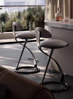 酒代JK124648简约不锈钢现高脚凳网红高用端家岛台店皮艺金属吧台