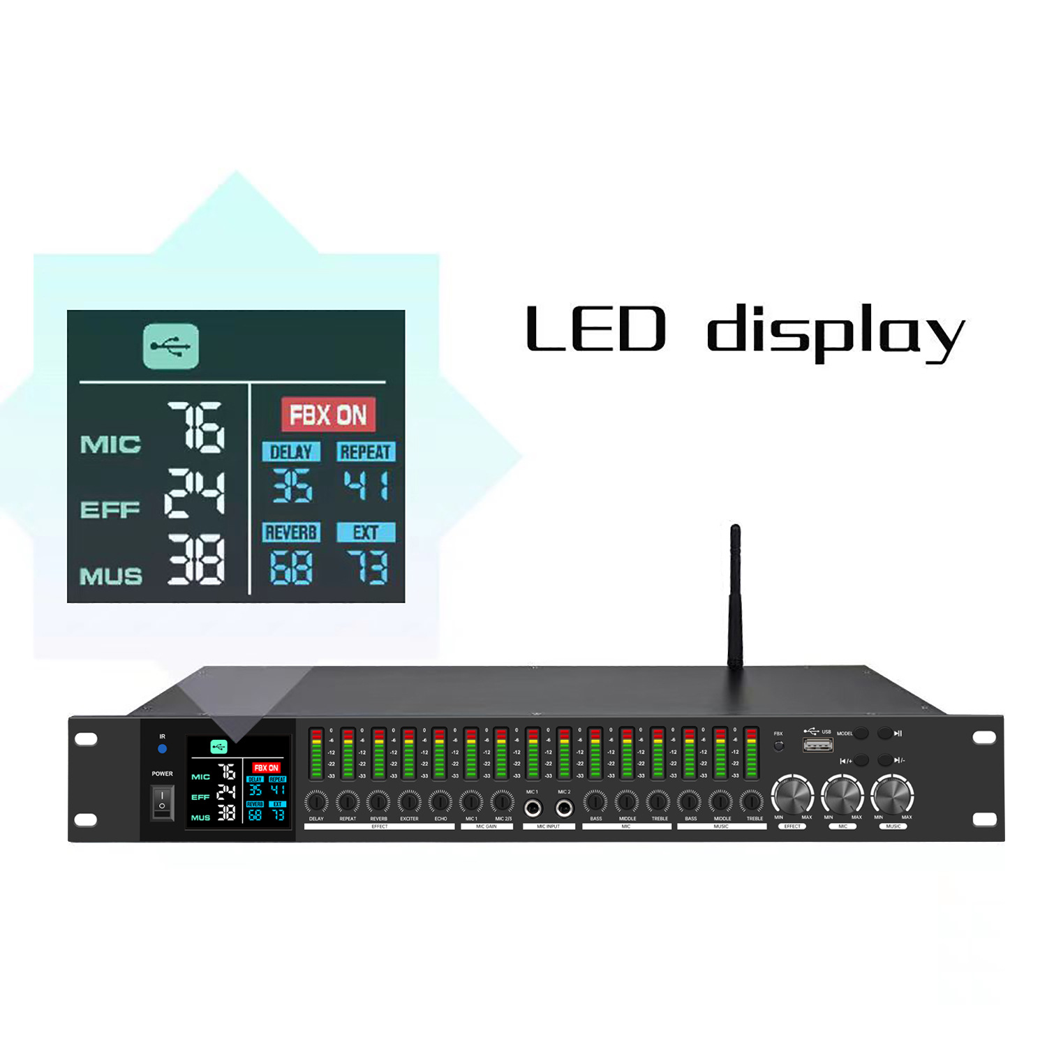 GAX-LD1500 专业数字效果均衡器卡拉OK系统舞台音效音频处理器