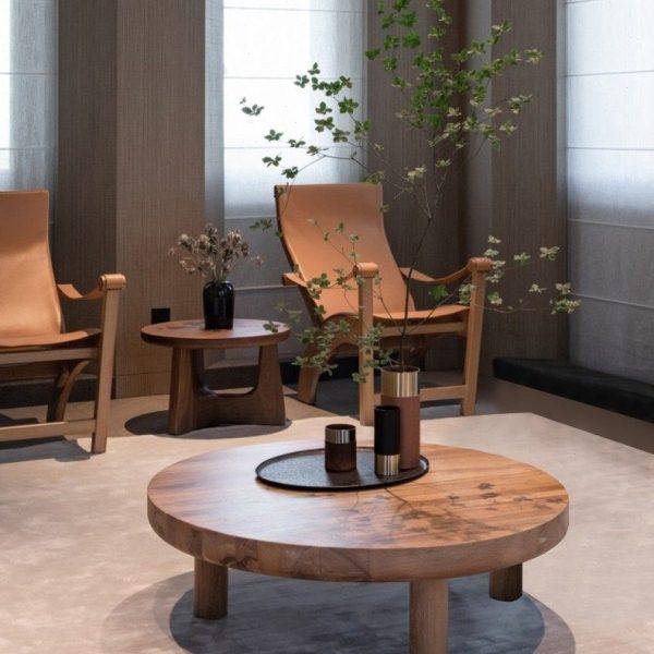 侘寂风实木圆形茶几极简客厅茶桌矮桌卧室坐地桌飘窗桌原木茶台桌,住宅家具,茶几,淘宝优惠券,粉丝福利购,淘宝优惠卷