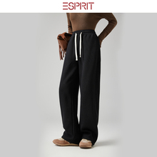 ESPRIT/埃斯普利特慵懒黑色抽绳休闲裤女宽松直筒阔腿裤垂感长裤