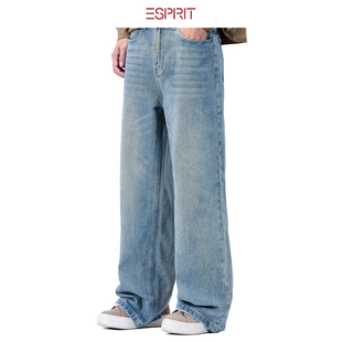 ESPRIT/埃斯普利特美式风宽松直筒牛仔裤男水洗百搭阔腿长弯刀裤