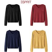 ESPRIT 埃斯普利特ESPRIT针织V领女衫 宽松百搭保暖套头毛衣多色