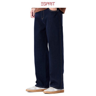 ESPRIT/埃斯普利特美式休闲风直筒牛仔裤男宽松水洗长裤深蓝色