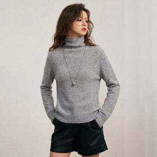 ESPRIT/埃斯普利特极简风灰色高领羊绒套衫女修身百搭打底衫轻奢