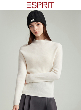 ESPRIT/埃斯普利特羊绒半高领套头衫秋冬修身百搭针织极简风毛衣