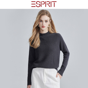 打底衫 女秋冬套头针织衫 上衣 埃斯普利特极简半高领羊毛衫 ESPRIT