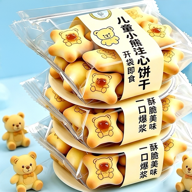 小熊夹心饼干注心巧克力儿童零食独立包装官方旗舰店网红爆款零食
