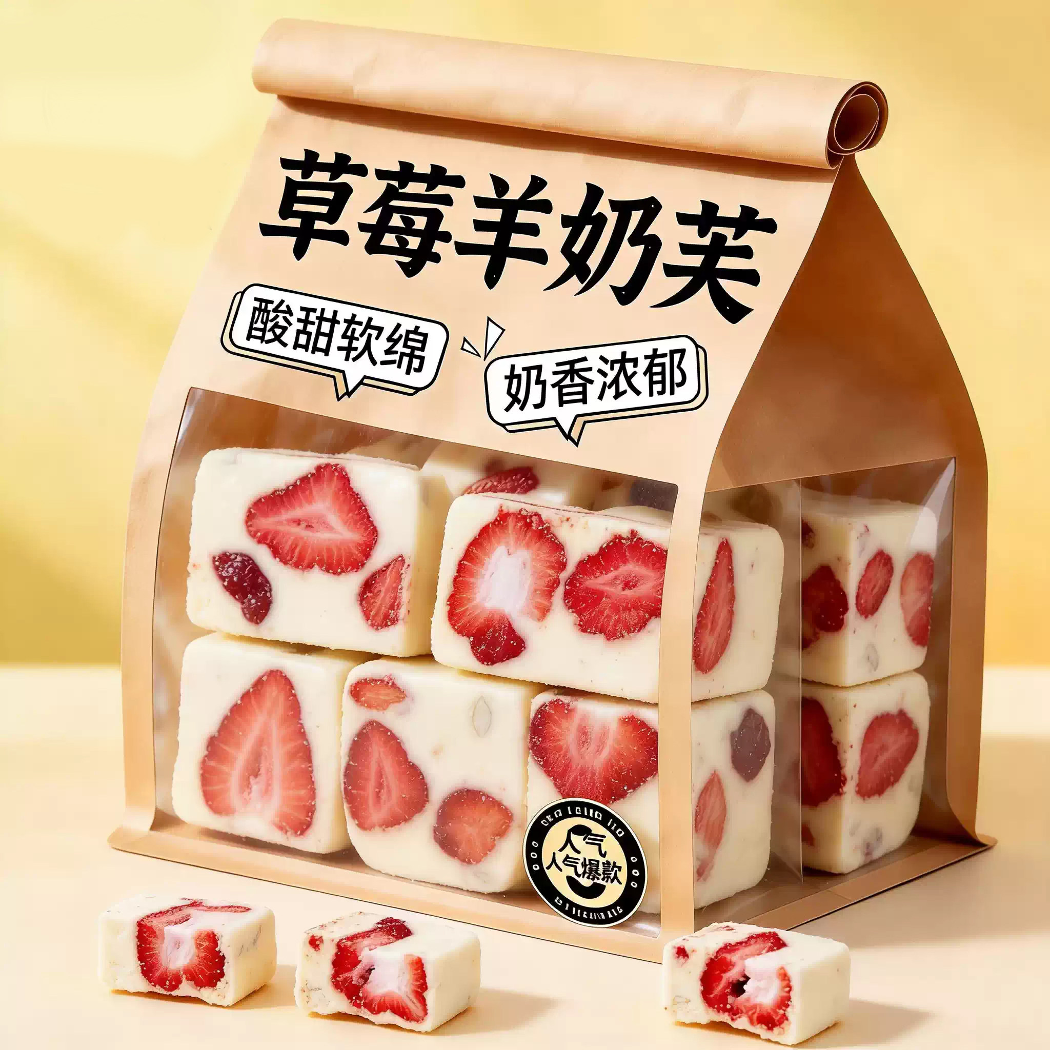 草莓羊奶芙儿童草莓蓝莓营养解馋独立包装雪花酥休闲饼干旗舰店