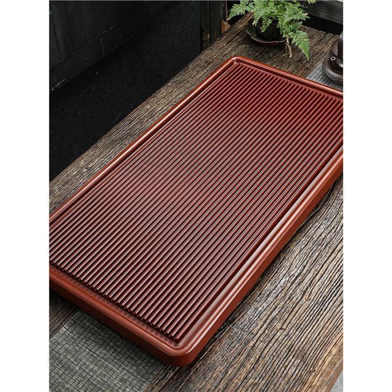 整块实茶木盘家用排水式海大小茶591号简约层茶单台长方形黑檀木