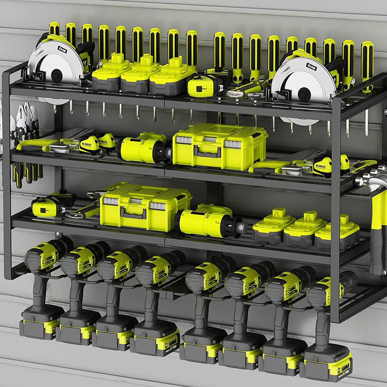 电动工具收纳盒壁挂式金属电动工具储物架车库工具收纳器锤子钳子