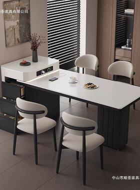 全实木岛台餐桌一体家用风小户型可餐伸FDZ缩代简约轻奢岩板岛台
