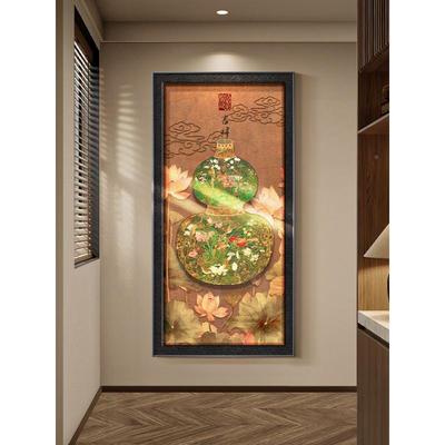 式复古风芦玄关装饰画新式百福图走葫廊过道挂画法福字中入户xwJX