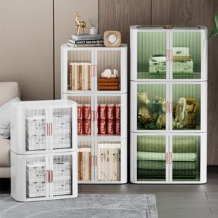 ?收收箱家用卷帘纳柜衣透明推拉门置物柜塑纳料8818物储物柜卷门