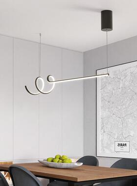 简餐厅吊灯创意条设计师代41557吧台极餐桌灯线现简约长条办公室l