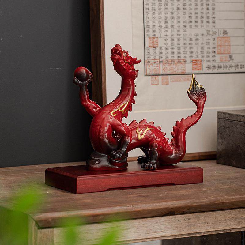 龙年家居吉祥摆件客厅酒物柜办古公室桌面摆件架红色龙博JGL000玄,家居饰品,装饰摆件,淘宝优惠券,粉丝福利购,淘宝优惠卷