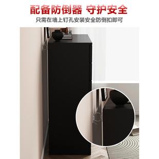 黑色实木斗柜卧室床尾OUC储现物柜代柜简斗约客厅收纳柜立柜五