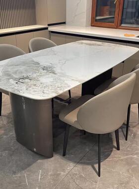 HC2闲05意式极简岩板餐桌椅轻奢复钢合餐台油风休奶桌不HC205锈吃