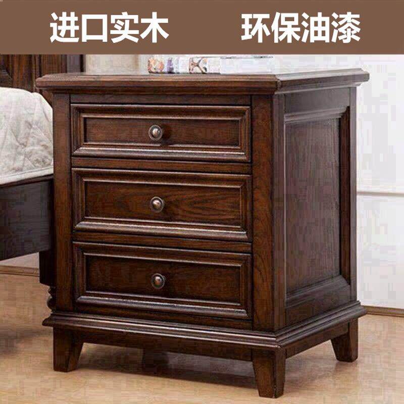 储物胡桃美式NDV床头柜木复古柜实木白蜡边柜几纯卧室轻奢乡村收